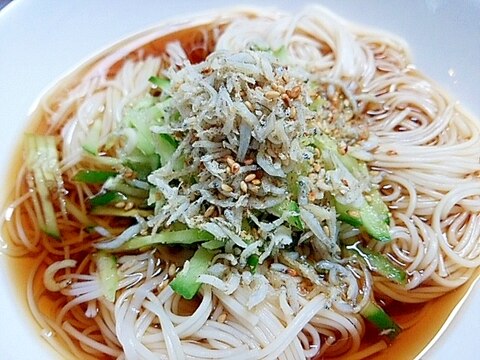 アレンジそうめん！　ごまじゃこそうめん